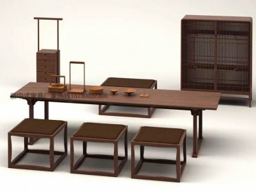 新中式茶桌椅組合現代中式實木泡茶桌樣板房家_新中式家具定制