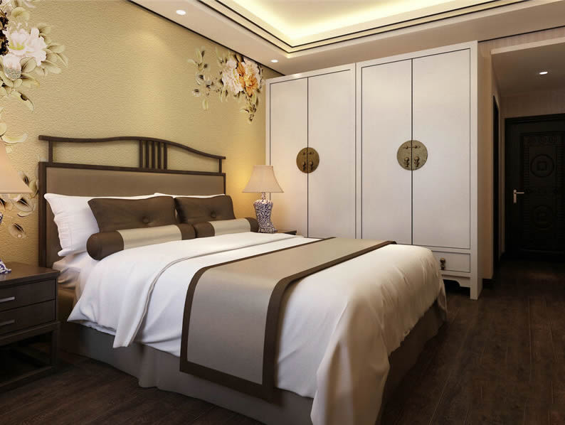 新中式實木床1.8米婚床簡約現代新古典樣板房客房客棧賓館大床定制3