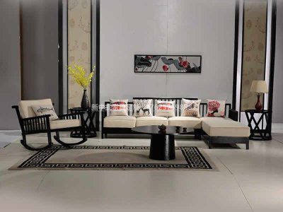 新中式沙發組合定制，現代中式實木布藝沙發組合高端定制廠家